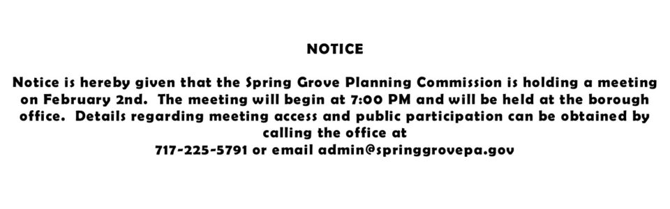 Planning Commission Notice