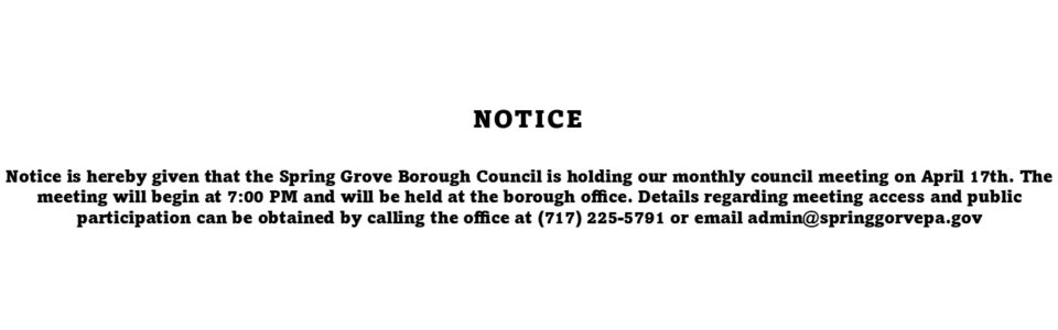 April Council Meeting Notice